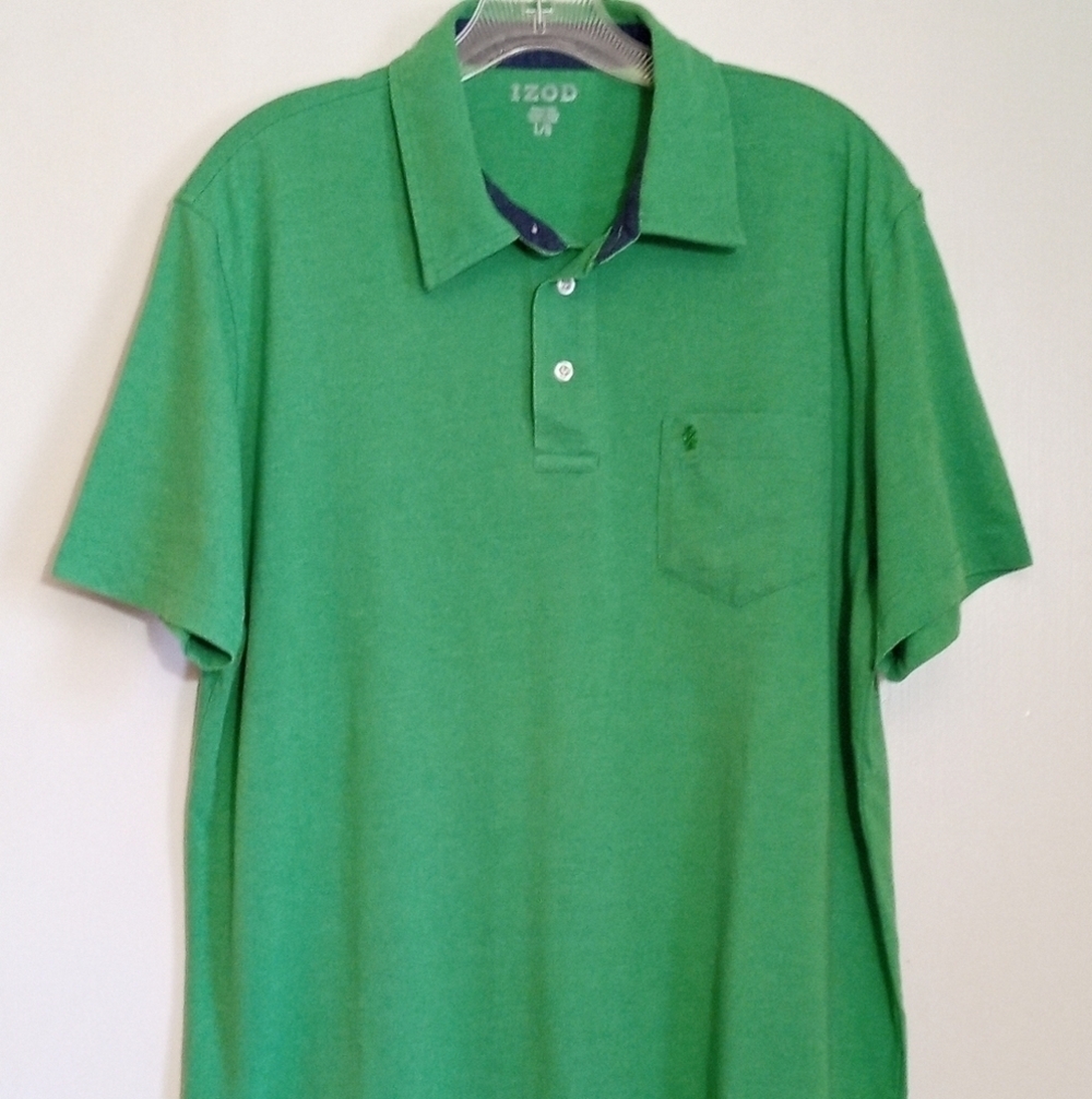 Izod grass green polo shirt men size large